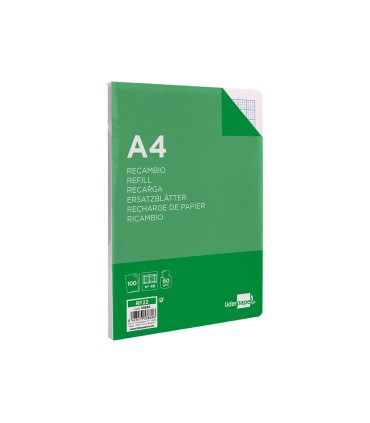 Recambio liderpapel a4 100 hojas 60g m2 rayado nº 46 4 taladros